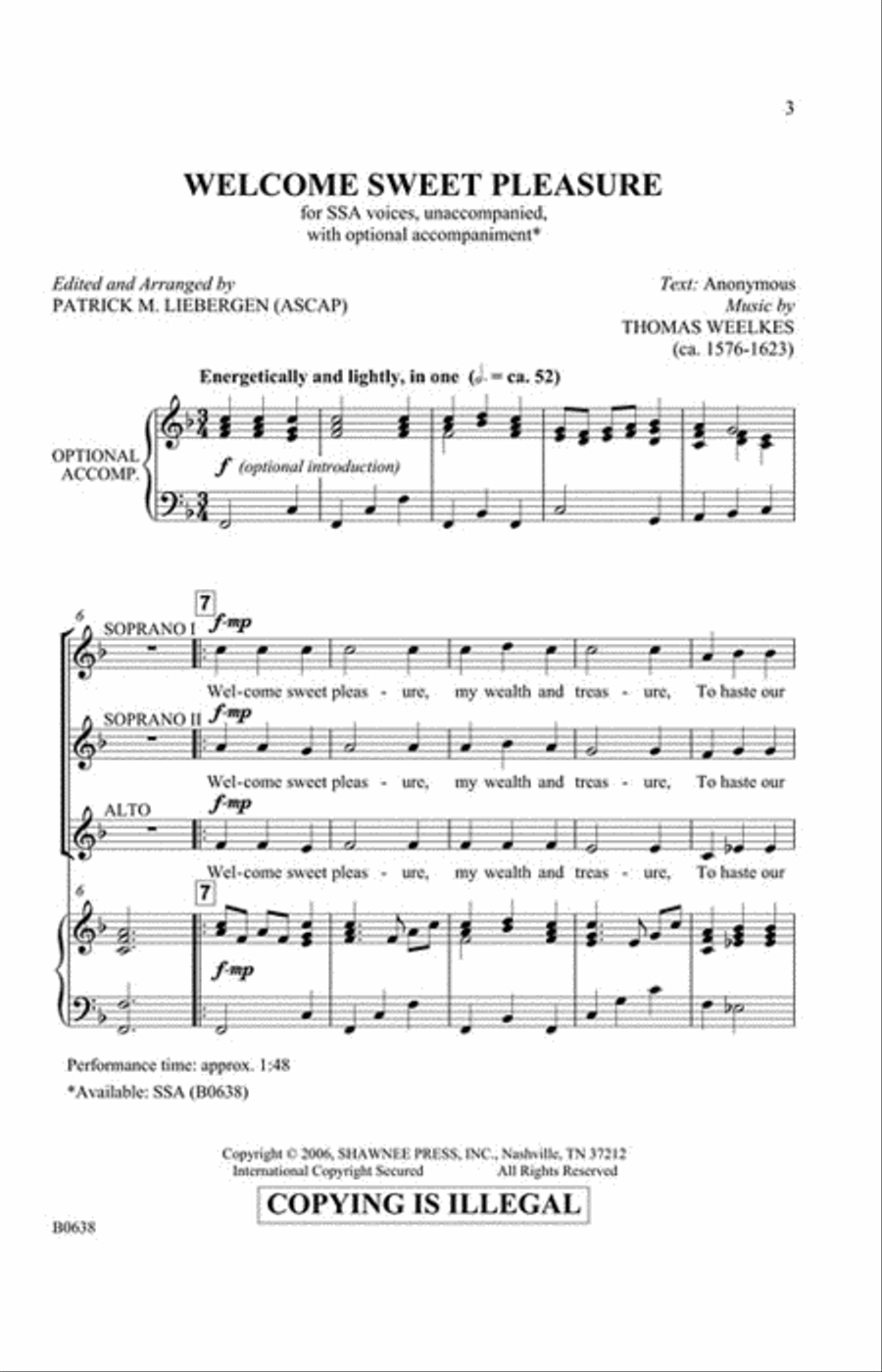 Welcome Sweet Pleasure SSA scores gallery preview page 2