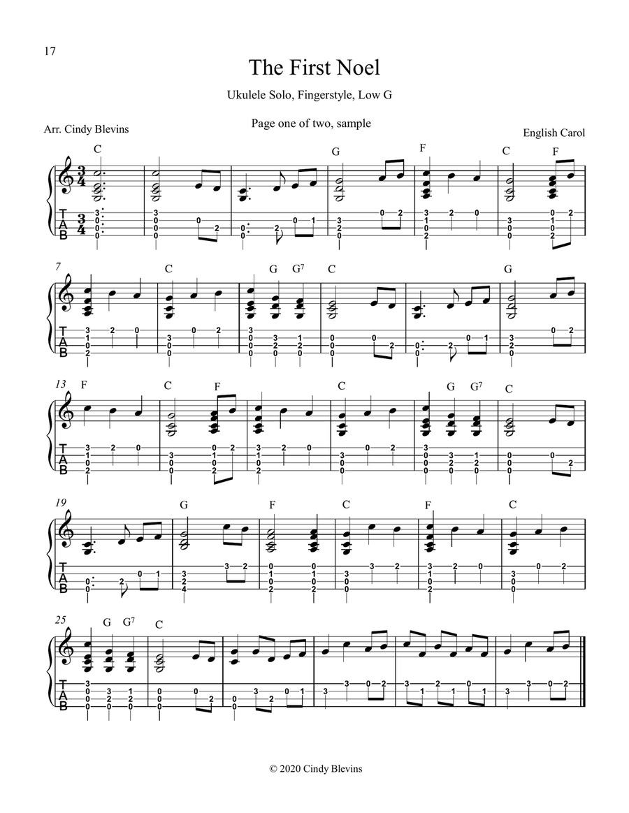 10 Songs for Christmas, Ukulele Solos, Fingerstyle, Low G Ukulele scores gallery preview page 3