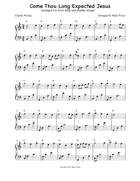 Come Thou Long Expected Jesus // Arranged for Lever Harp and Double Strung image number null