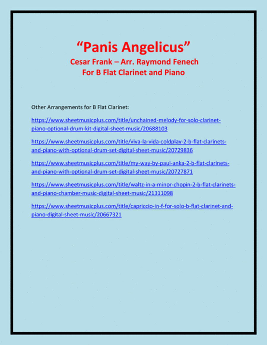 Panis Angelicus - B Flat Clarinet and Piano image number null