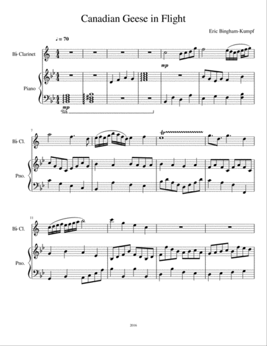 Canadian Geese in Flight Clarinet Solo scores gallery preview page 1
