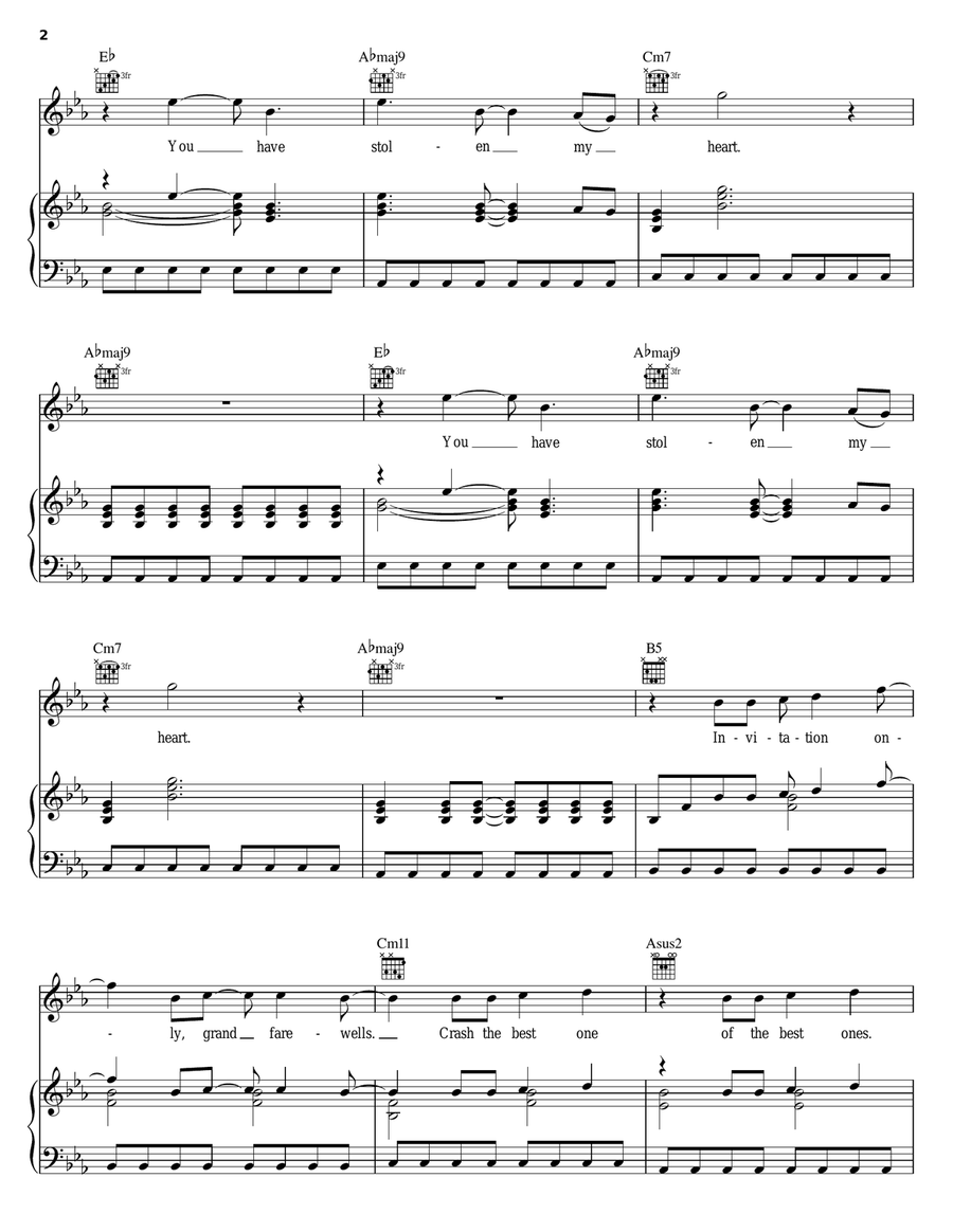 Stolen Piano, Vocal, Guitar scores gallery preview page 2