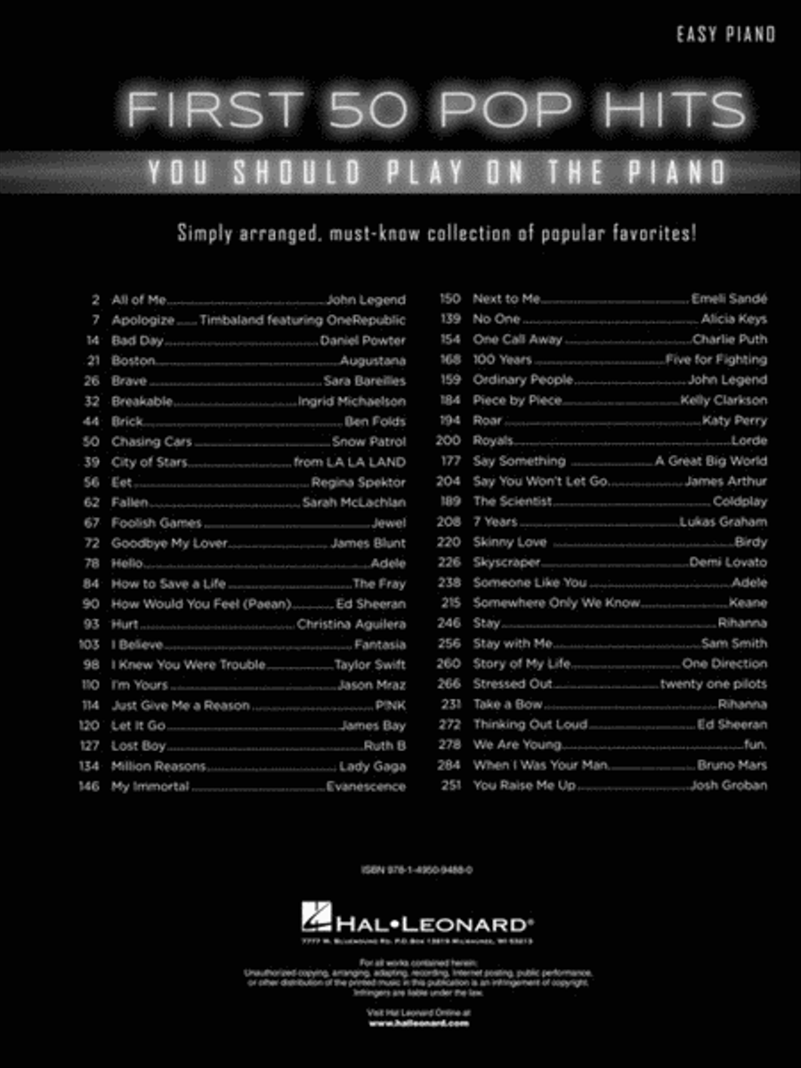 First 50 Pop Hits You Should Play on the Piano Easy Piano scores gallery preview page 2
