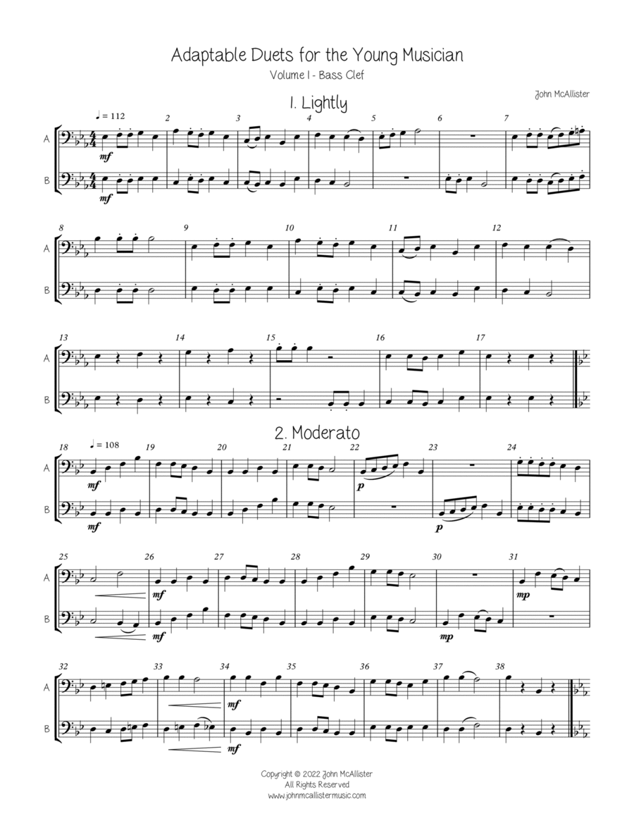 Adaptable Duets for the Young Band Musician Volume One - Bass Clef Concert Band scores gallery preview page 1