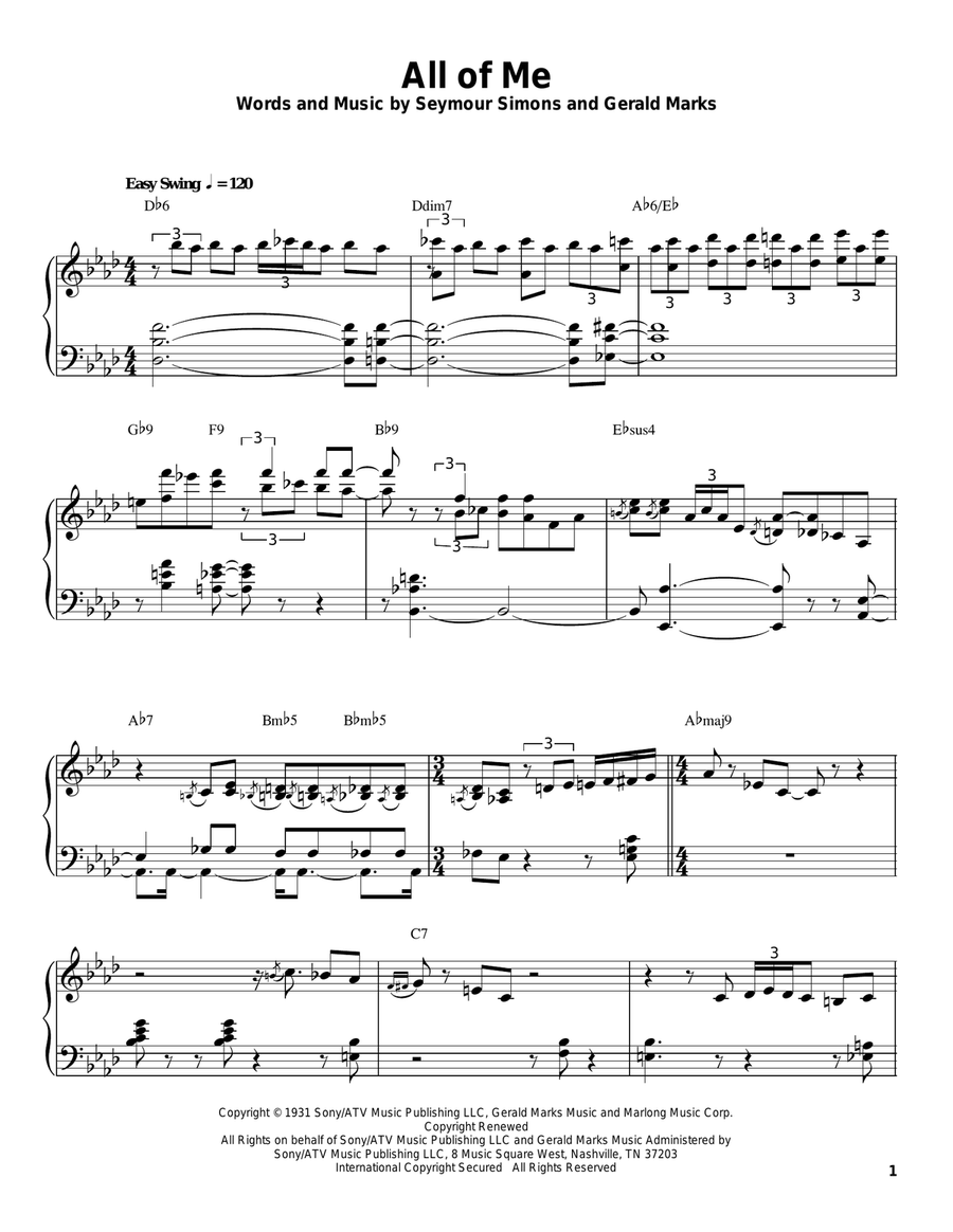 All Of Me Piano scores gallery preview page 1
