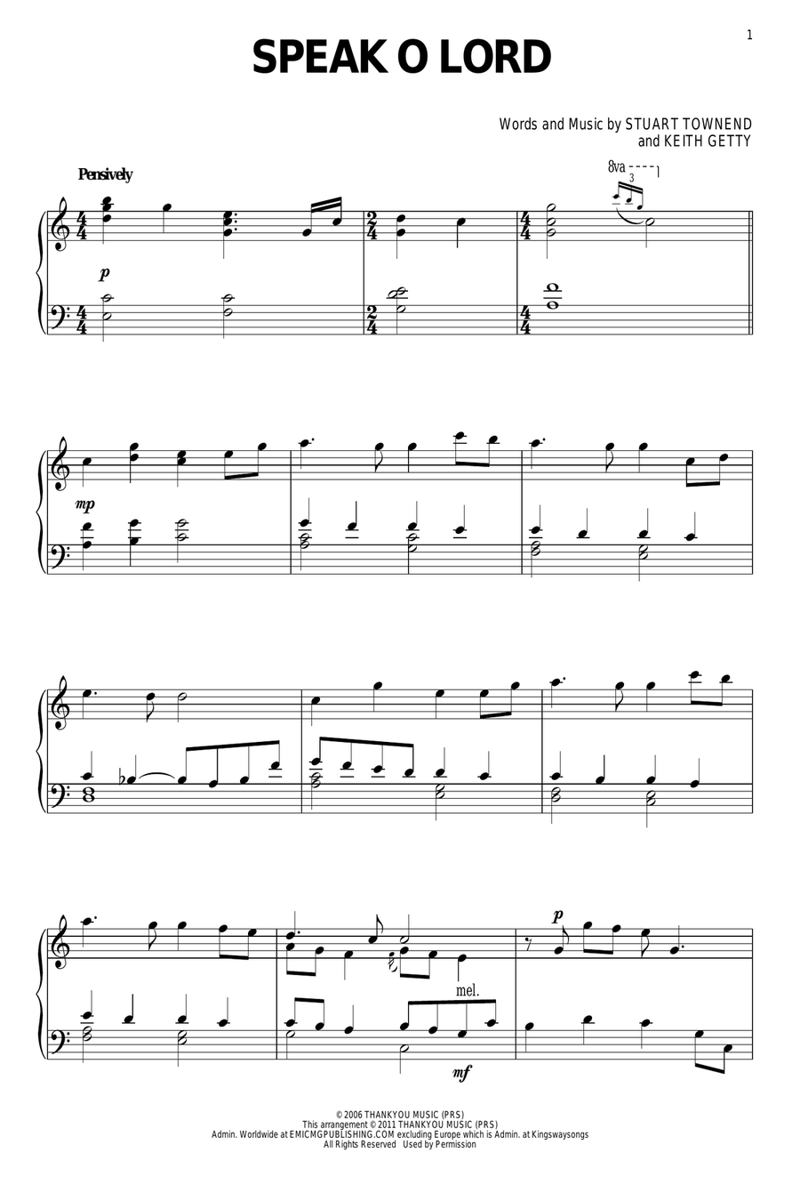 Speak O Lord Piano Solo scores gallery preview page 1