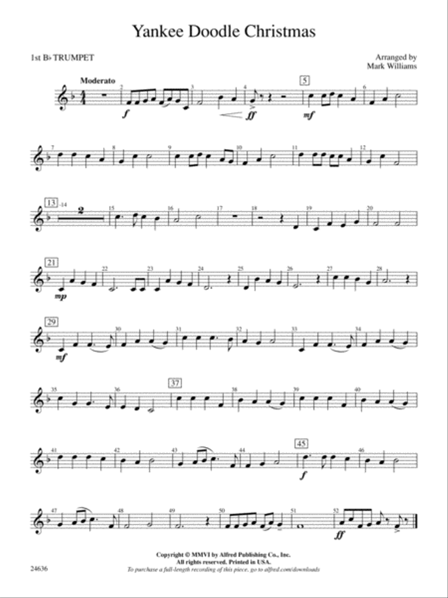Yankee Doodle Christmas: 1st B-flat Trumpet Concert Band scores gallery preview page 1