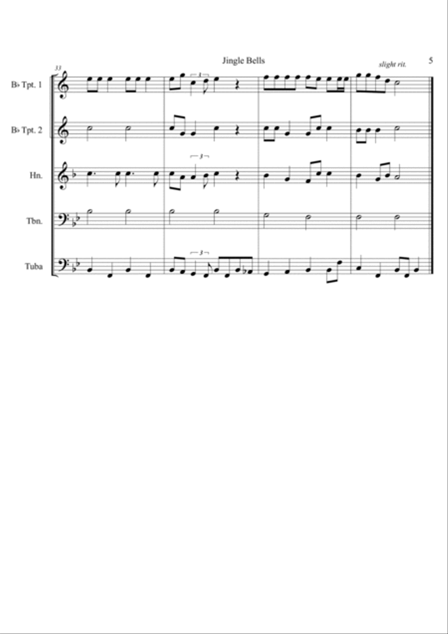 Jingle Bells For Brass Quintet Brass Quintet scores gallery preview page 5
