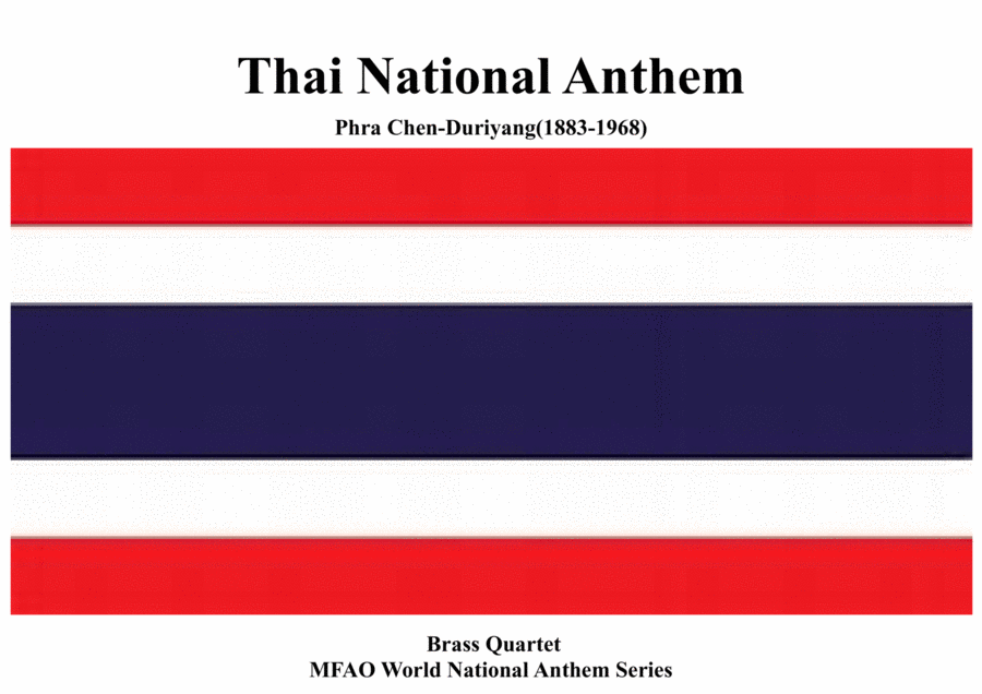 Thai National Anthem for Brass Quartet (MFAO World National Anthem Series) image number null