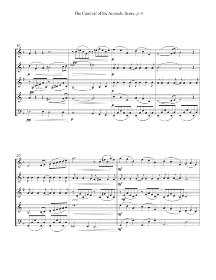 Le Cygne (The Swan) Woodwind Quintet scores gallery preview page 5