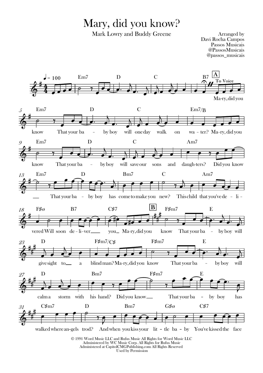 Mary, Did You Know? Piano scores gallery preview page 1