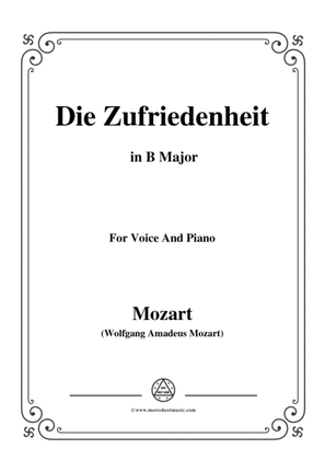 Mozart-Die zufriedenheit,in B Major,for Voice and Piano