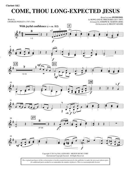 Come, Thou Long-expected Jesus (from A Symphony Of Carols) - Bb Clarinet 1,2