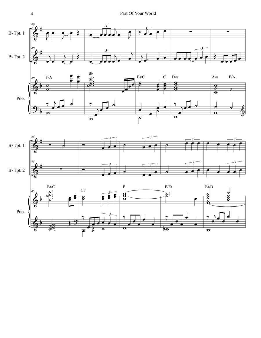 Part Of Your World Trumpet Duet scores gallery preview page 4