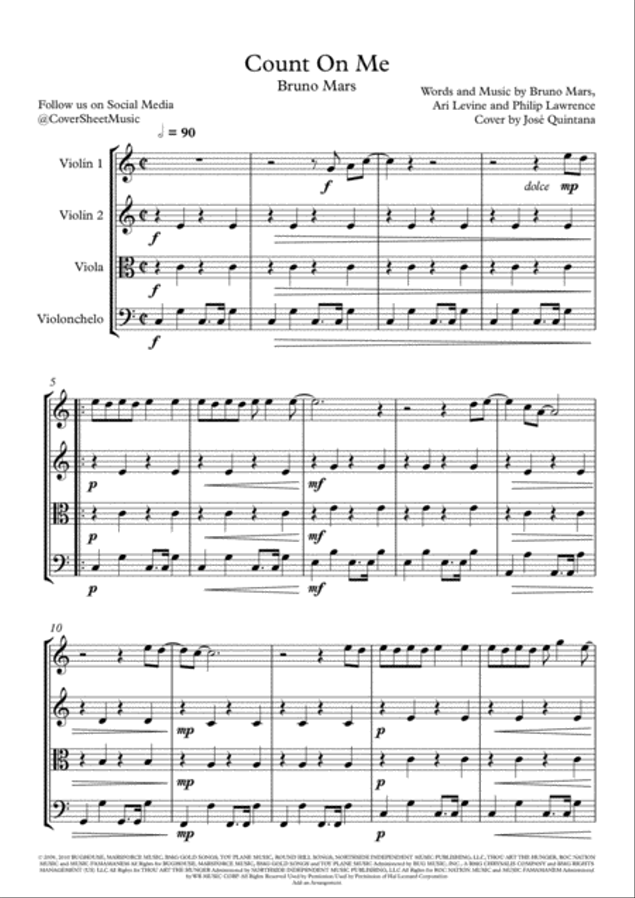 Count On Me String Quartet scores gallery preview page 2