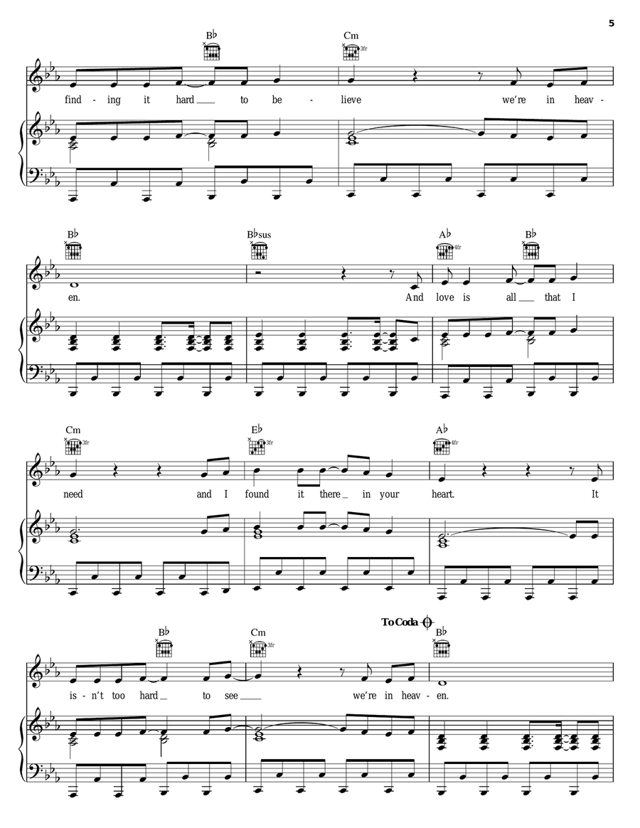 Heaven Piano, Vocal, Guitar scores gallery preview page 5