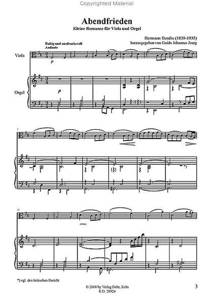 Abendfrieden -Kleine Romanze für Viola und Orgel-