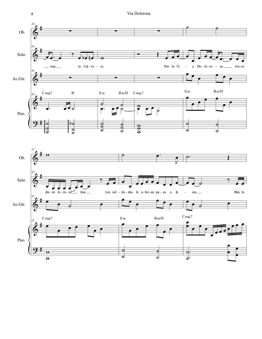 Via Dolorosa Piano, Vocal scores gallery preview page 4