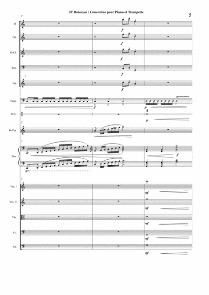 Jean-Thiuerry Boisseau Concertino for Piano, Trumpet in Bb and Orchestra, score and solo parts