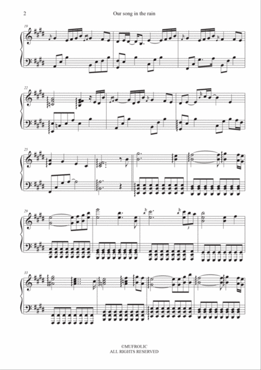 Our Song in the Rain Easy Piano scores gallery preview page 2
