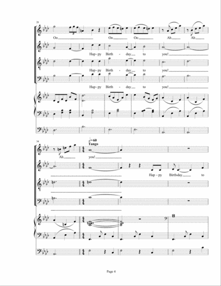 Happy Birthday to You! Happy Birthday to You! 4-Part scores gallery preview page 4
