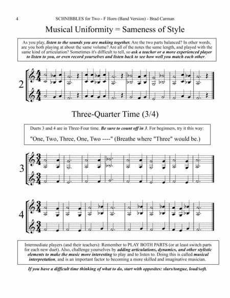 SCHNIBBLES for Two: 101 Easy Practice Duets for Band: F HORN