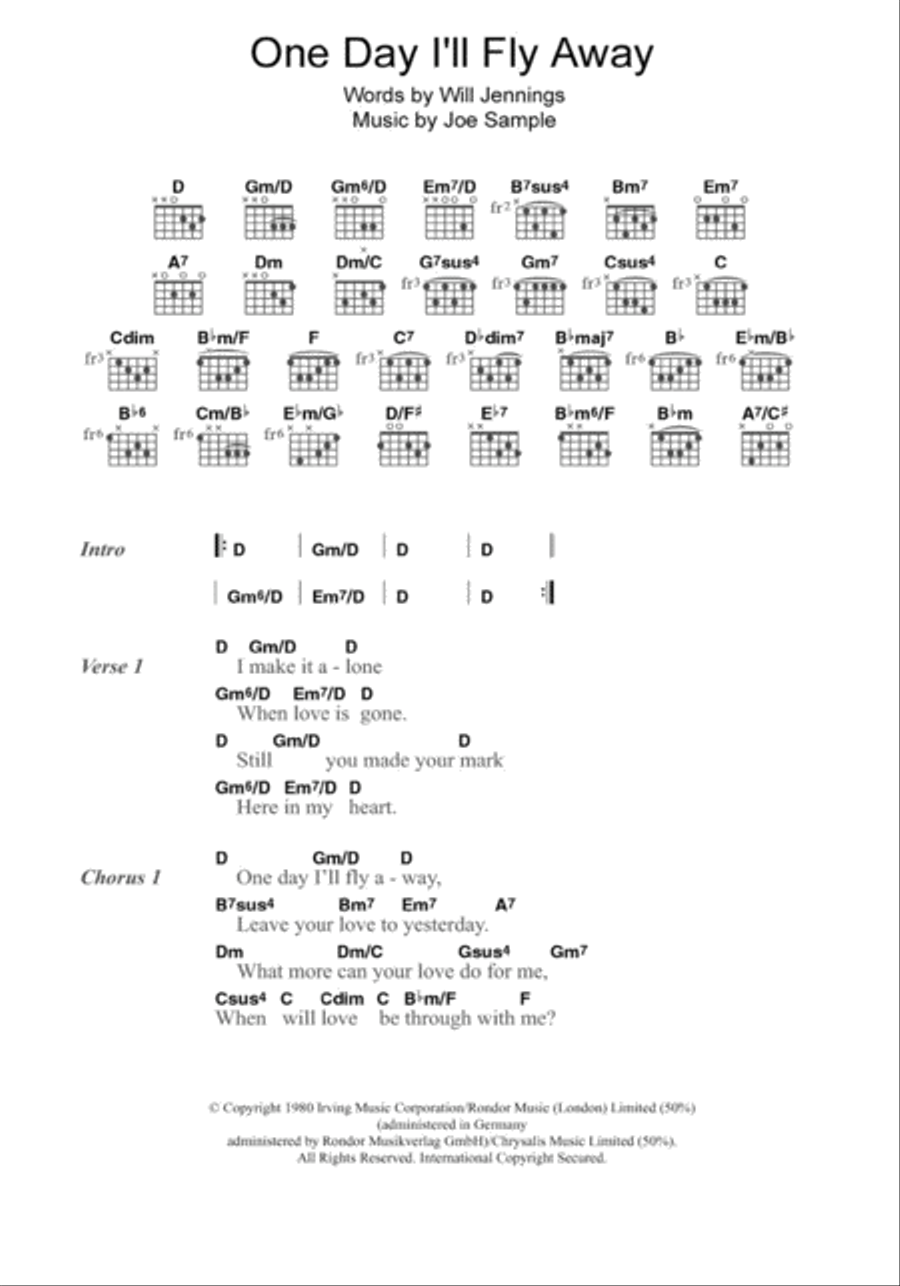 One Day I'll Fly Away One Day I'll Fly Away Acoustic Guitar scores gallery preview page 1