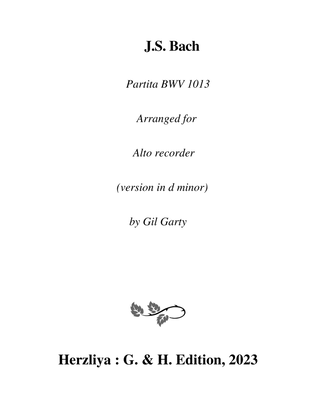 Book cover for Partita, BWV 1013 (arrangement for alto recorder in F (Version in D minor))