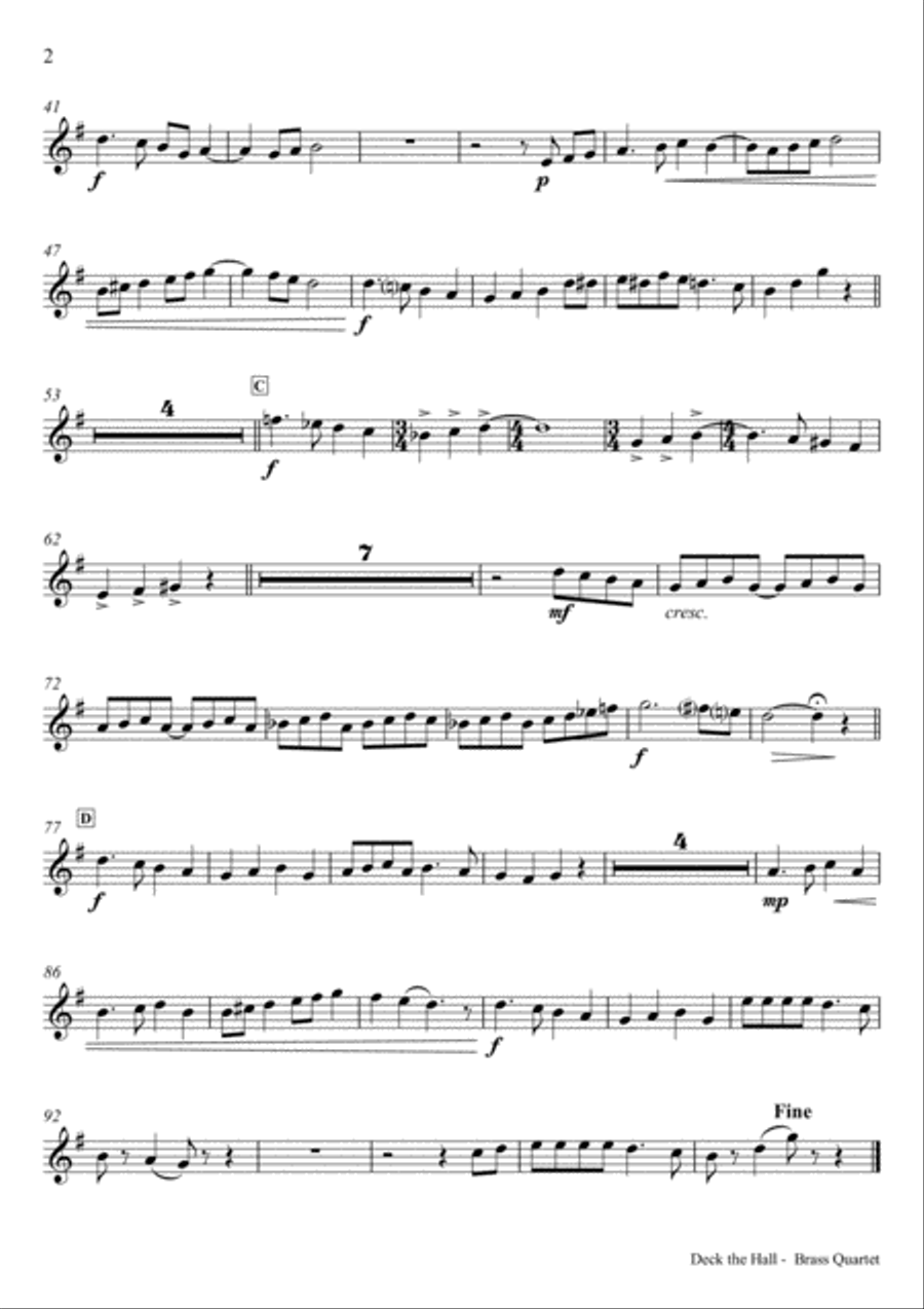 Deck the halls - Christmas Carol - Polyphonic - Brass Quintet Brass Quintet scores gallery preview page 5