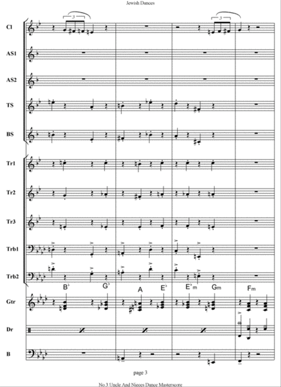 Jewish Dances. No.3, Uncle And Nieces Dance. Concert Band scores gallery preview page 3