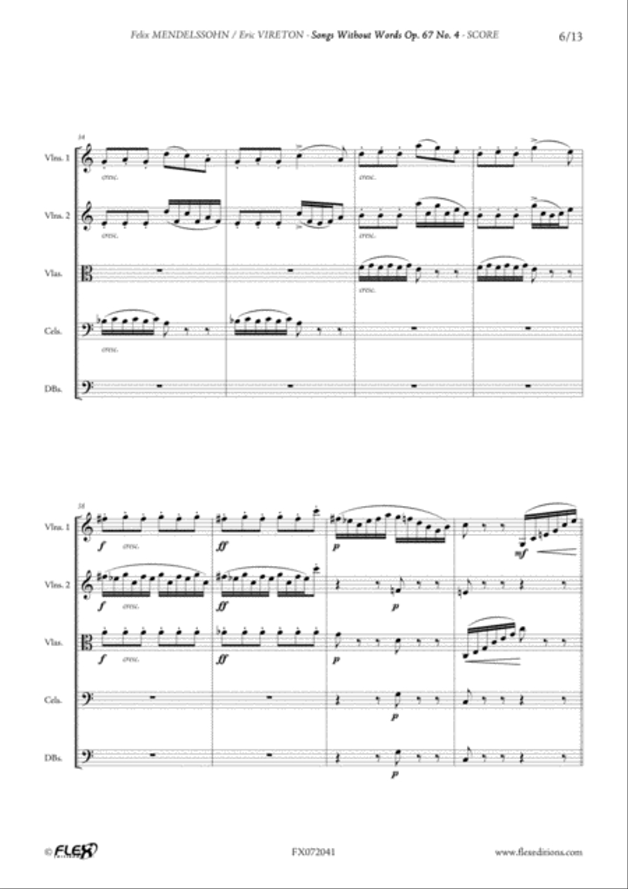 Songs Without Words Opus 67 No. 4 Orchestra scores gallery preview page 6