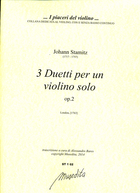 3 Duetti per un violino solo op.2 (London, 1763 ca.)