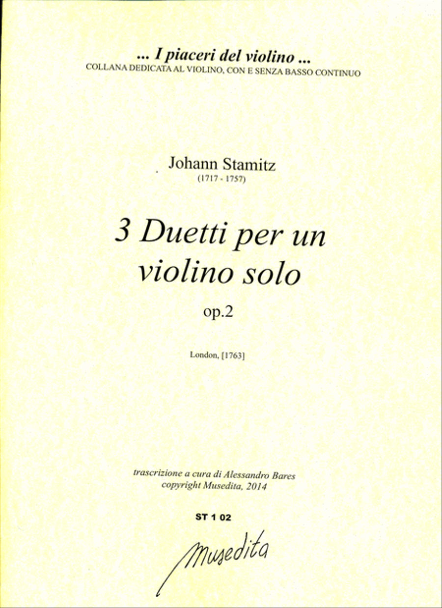 3 Duetti per un violino solo op.2 (London, s.a. [1763]) String Duet scores gallery preview page 1
