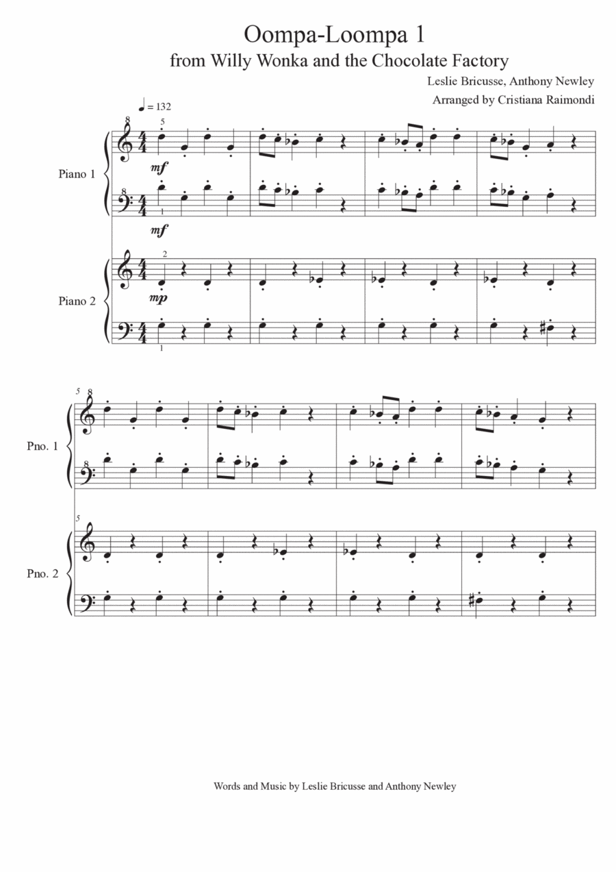 Oompa-Loompa 1 1 Piano, 4-Hands scores gallery preview page 1