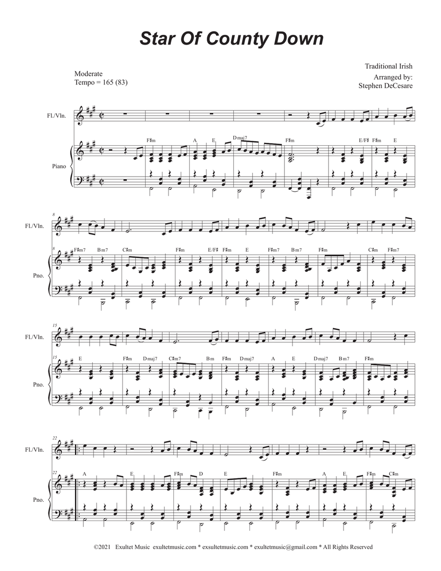 Star Of County Down (Flute or Violin solo and Piano) Star Of County Down (Flute or Violin solo and Piano) Flute scores gallery preview page 1
