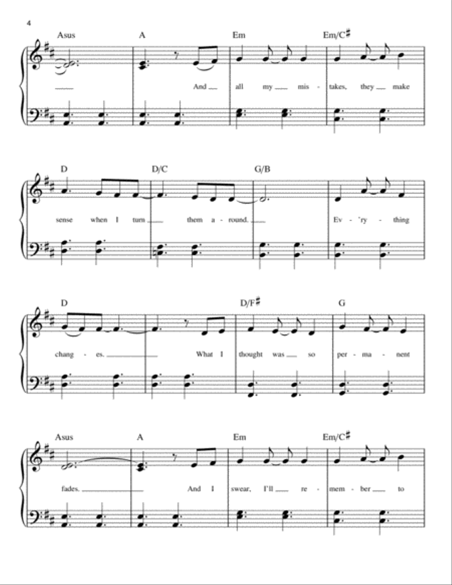 Everything Changes (from Waitress The Musical) Easy Piano scores gallery preview page 4