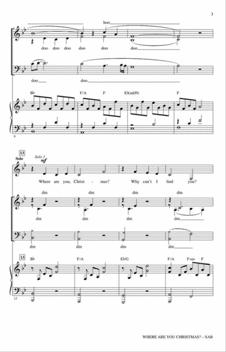 Where Are You Christmas? 3-Part scores gallery preview page 4