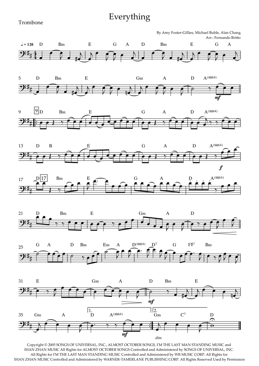 Everything Everything Trombone Solo scores gallery preview page 1