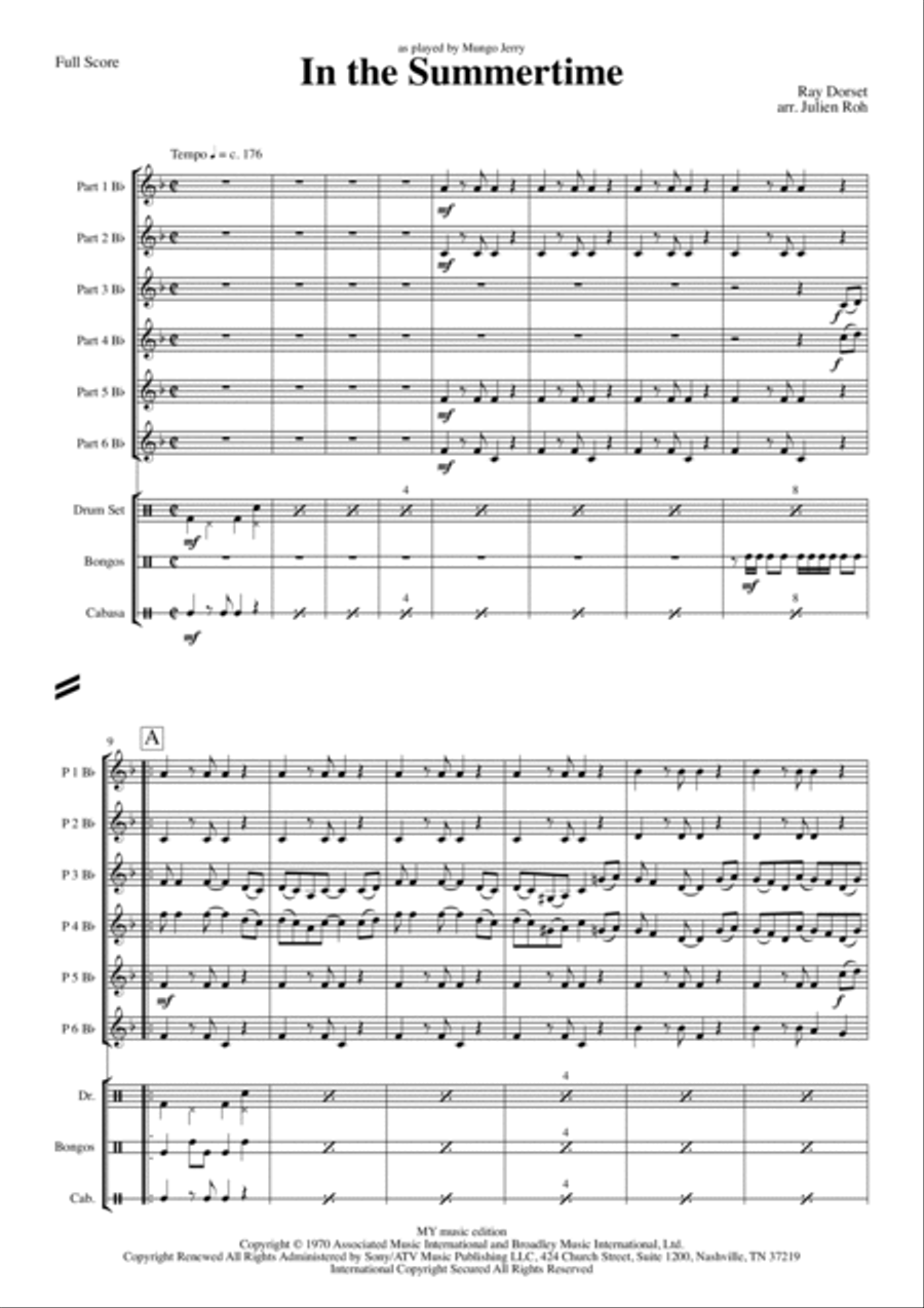 In The Summertime In The Summertime Concert Band scores gallery preview page 1