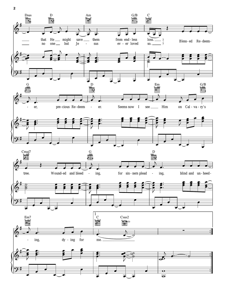 Blessed Redeemer Piano, Vocal, Guitar scores gallery preview page 2