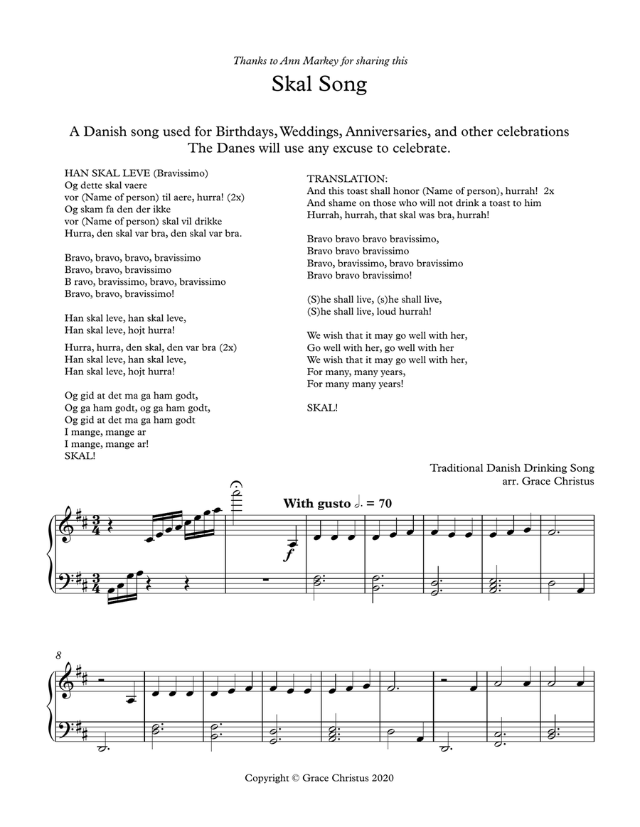 Skal Song Piano Solo scores gallery preview page 1