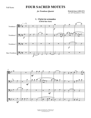 Four Sacred Motets for Trombone Quartet Ensemble