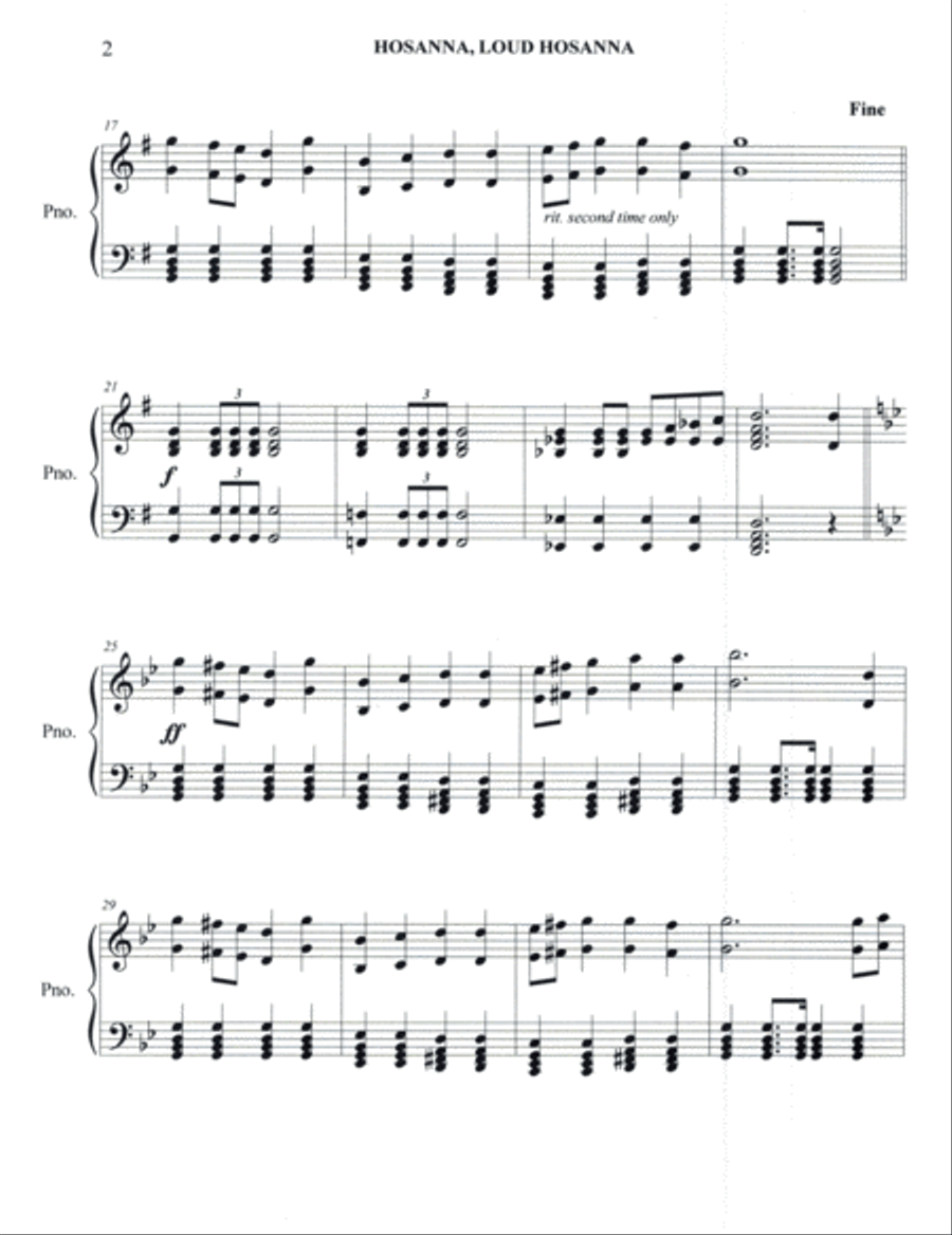 Hosanna, Loud Hosanna Hosanna, Loud Hosanna Piano Solo scores gallery preview page 2