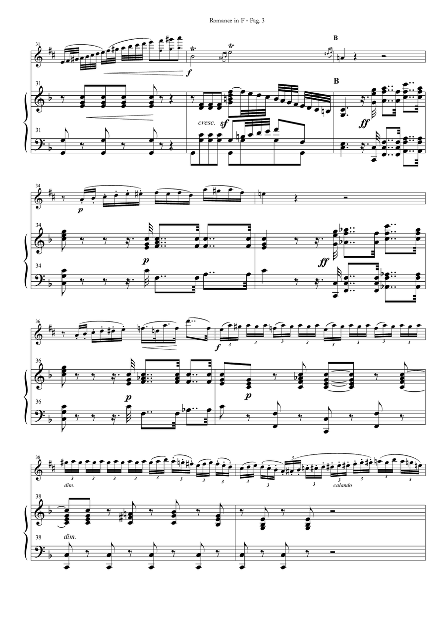 Romance in F for Alto Saxophone and Piano Alto Saxophone scores gallery preview page 3