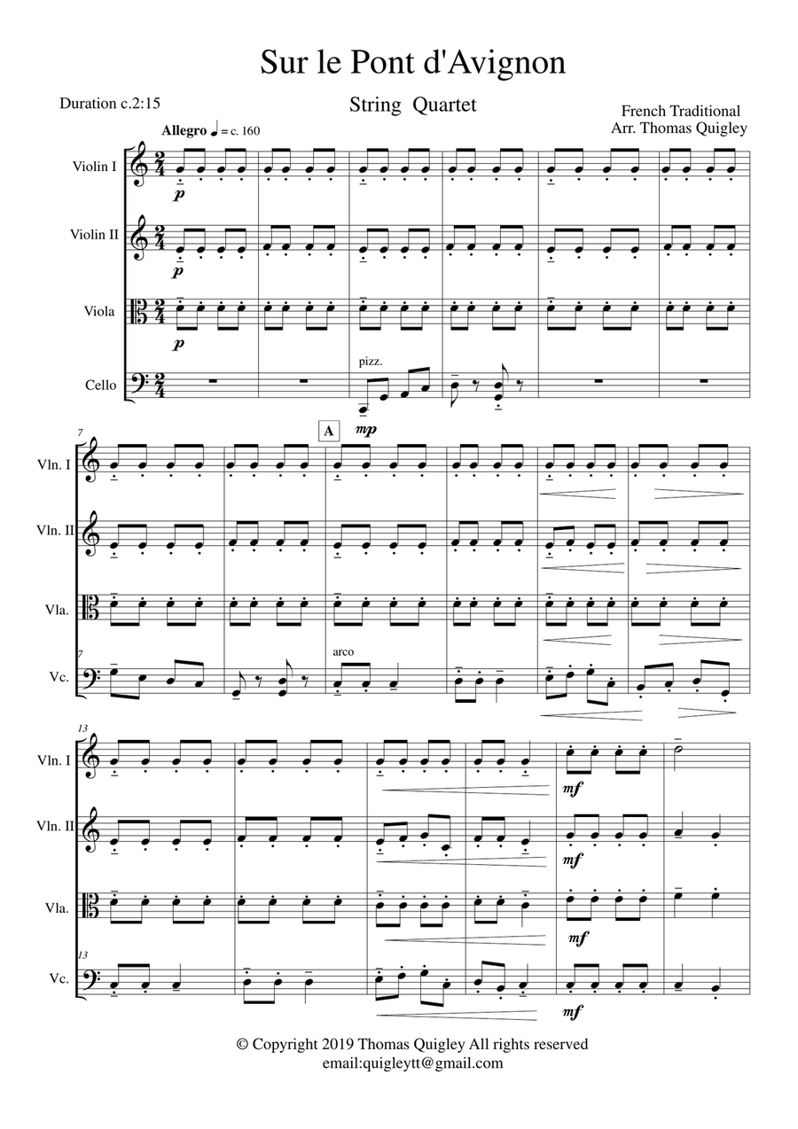 Sur le Pont d'Avignon String Quartet scores gallery preview page 1