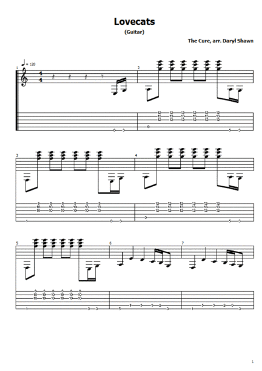 The Lovecats The Lovecats Electric Guitar scores gallery preview page 1