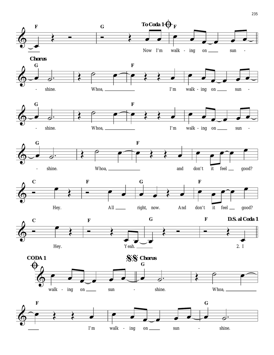 Walking On Sunshine Acoustic Guitar scores gallery preview page 2