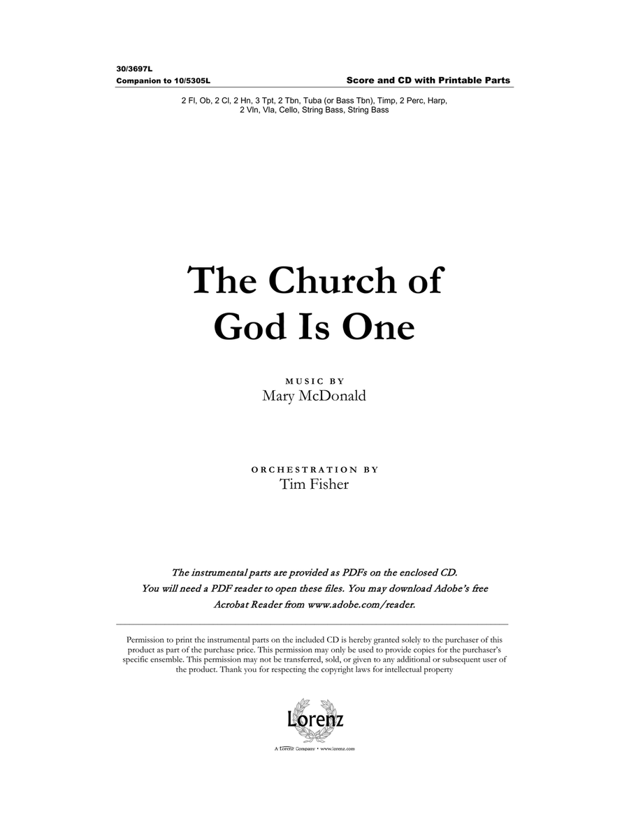 The Church of God Is One - Orchestral Score and Parts (Digital Download) Full Orchestra scores gallery preview page 1