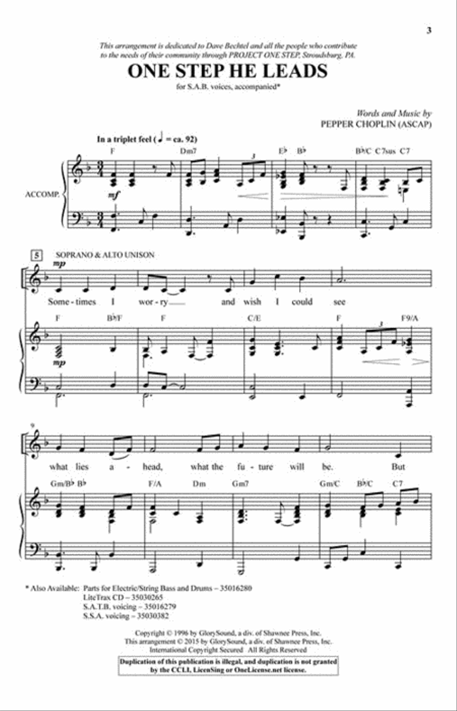 One Step He Leads 3-Part scores gallery preview page 3