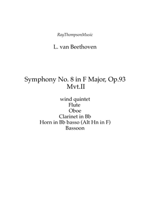 Book cover for Beethoven: Symphony No.8 in F Op.93 Mvt.II Allegretto - wind quintet